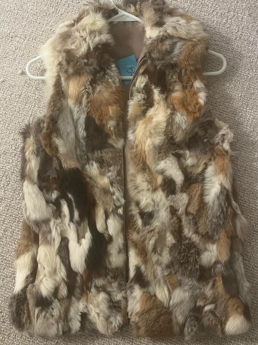 Real Fur Vest in Brown Multi — Women's Sleeveless Layering Vest